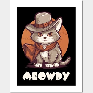 Funny Cat Cowboy Cowgirl Meow Howdy Meowdy Posters and Art